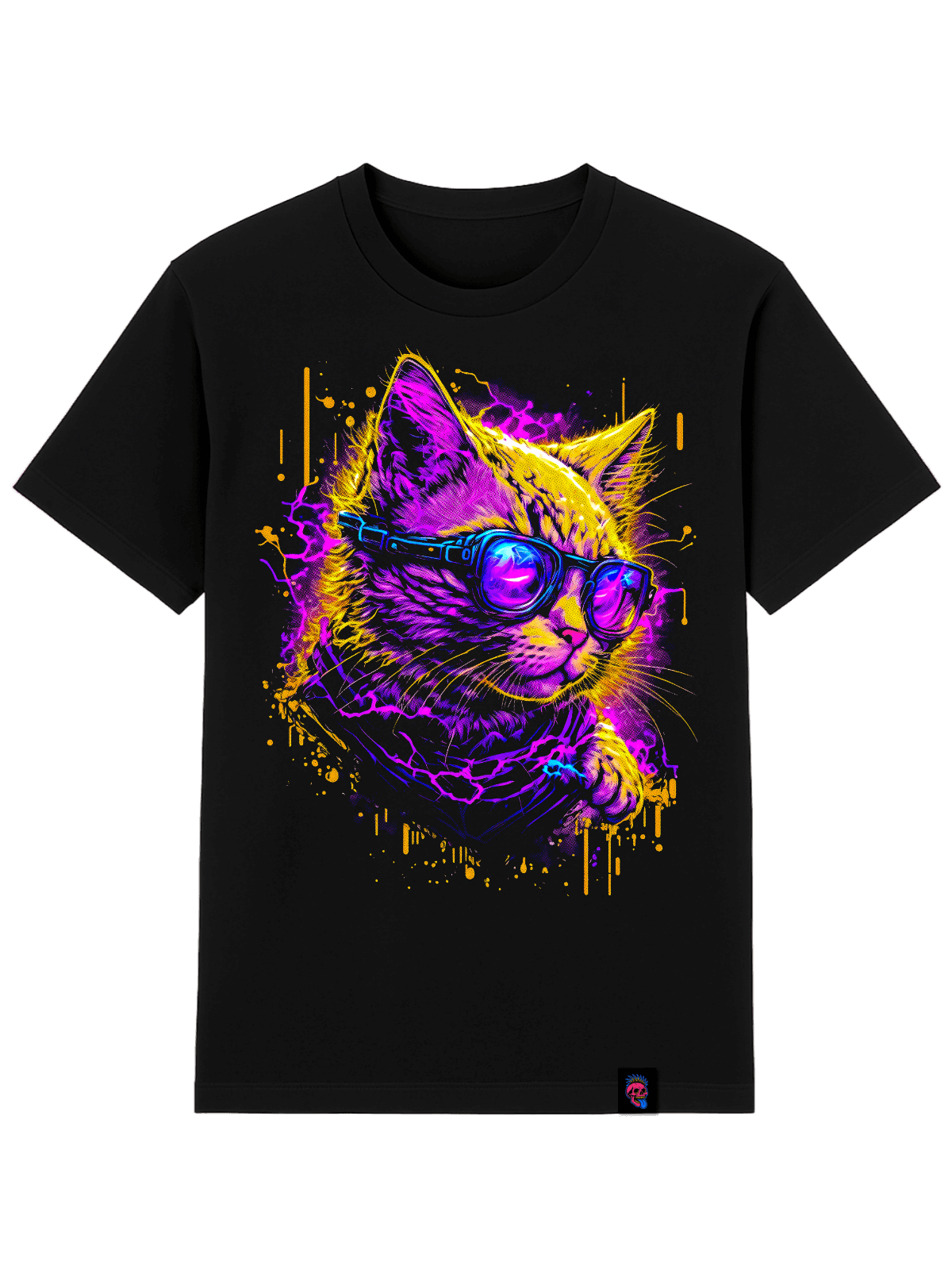 Cool Trippy Cat Graphic Tee - Softfeel Heavyweight Organic Cotton - SourThreadz Premium Drop