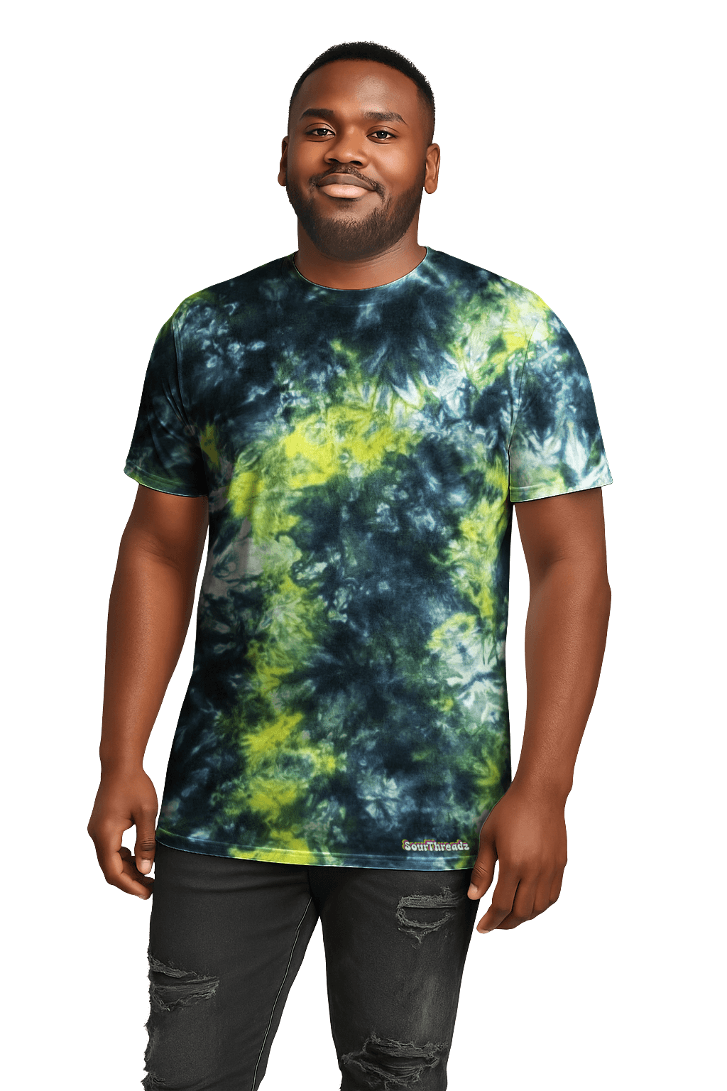 Tie-Dye Men’s T-Shirt - Black Yellow Camo - Bold Grunge Look - SourThreadz