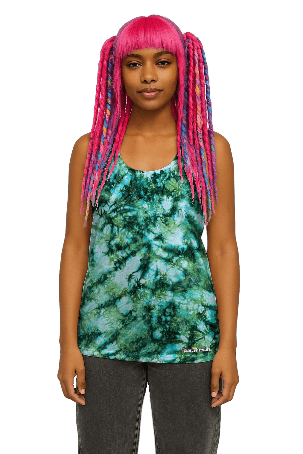 Organic Tie-Dye Women's Tank Top - Green Camo - Alternative Inspired - SourThreadz