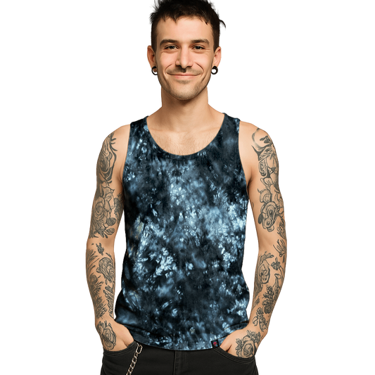 Organic Tie-Dye Tank Top - Black Void - Dark Aesthetic - SourThreadz