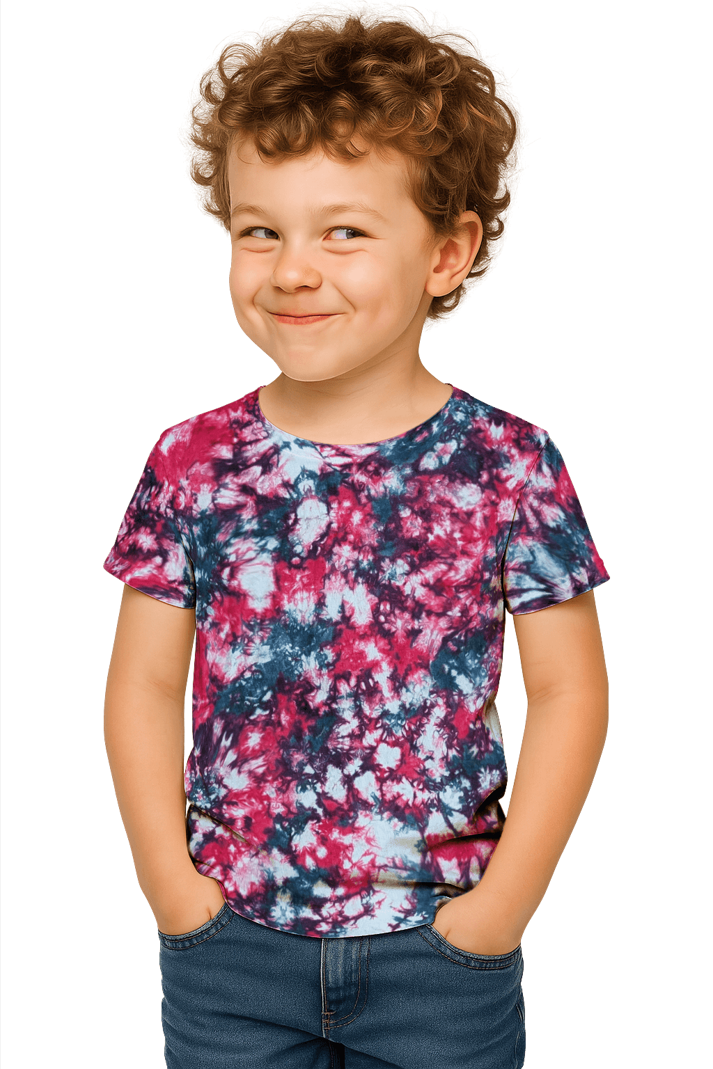 Tie-Dye Kids & Teens T-Shirt - Teal Hibiscus Camo - Streetwear Look - SourThreadz