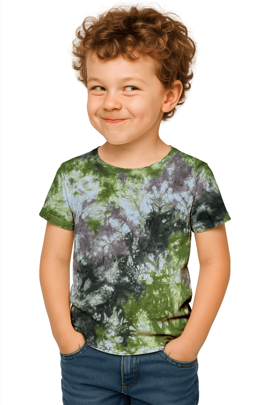 Tie-Dye Kids & Teens T-Shirt - Green Brown Camo - Earth Tones - SourThreadz