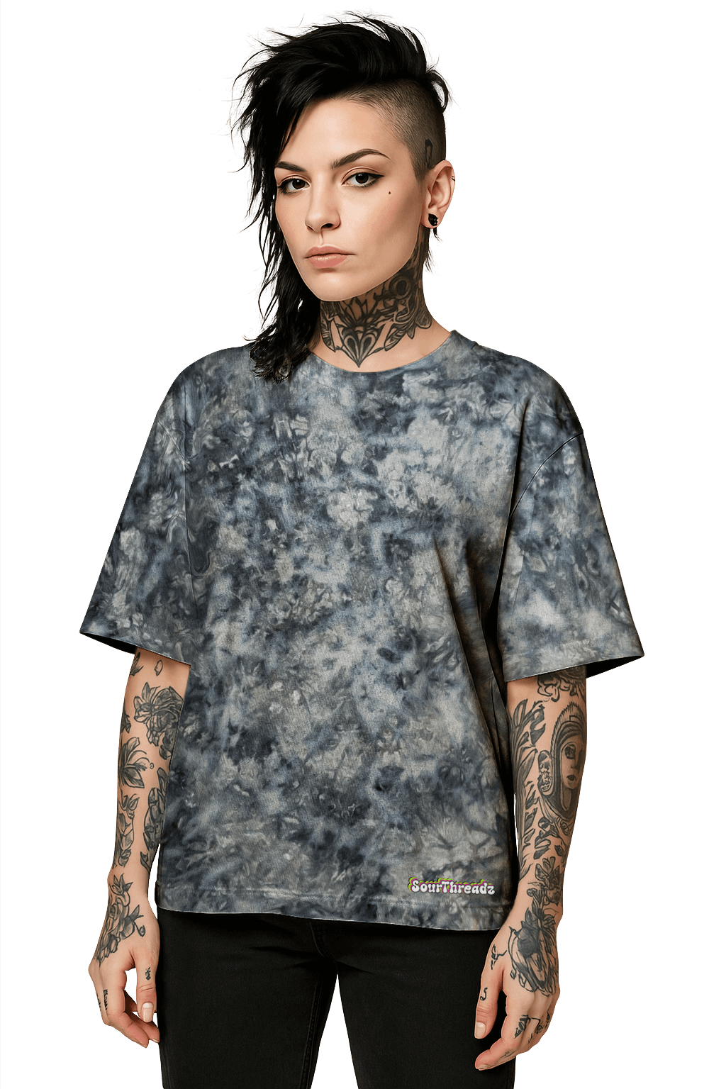 Tie-Dye Organic Boxy Oversized T-Shirt - Pastel Grey - Minimalist Style - SourThreadz