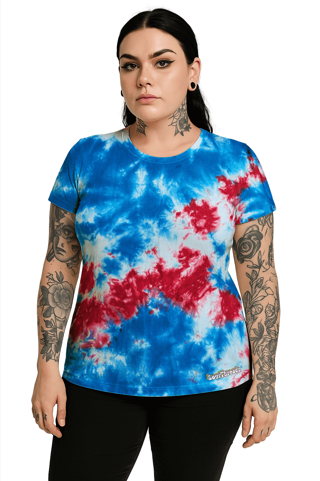 Tie-Dye Women's Fitted T-Shirt - Patriot - Statement Piece - SourThreadz