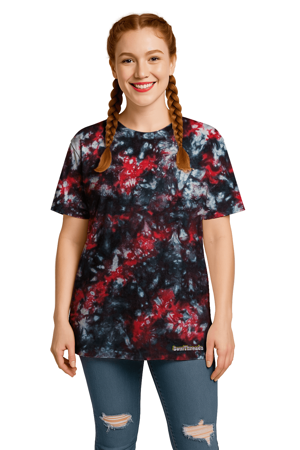 Tie-Dye Women’s Relaxed T-Shirt - Red Black Camo - Bold Contrast - SourThreadz