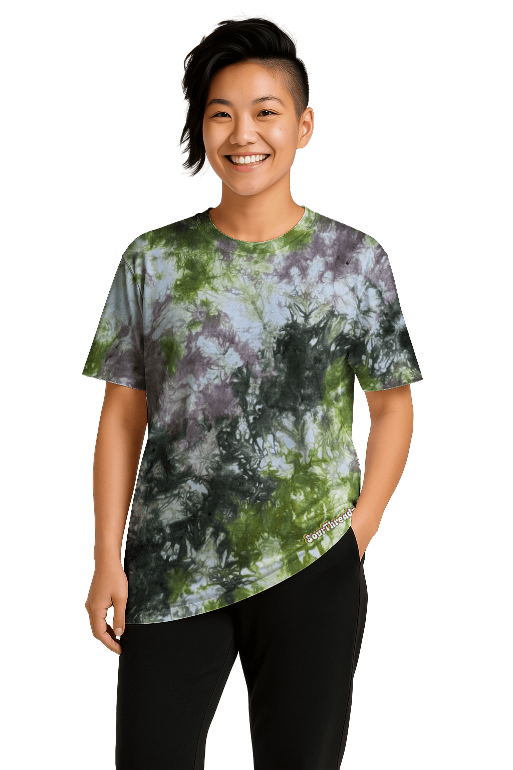 Tie-Dye Women’s Relaxed T-Shirt - Green Brown Camo - Earth Tones - SourThreadz