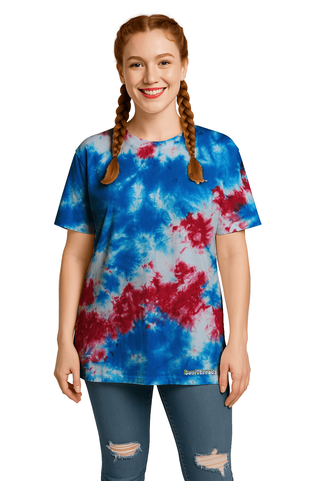 Tie-Dye Women’s Relaxed T-Shirt - Patriot - Statement Piece - SourThreadz