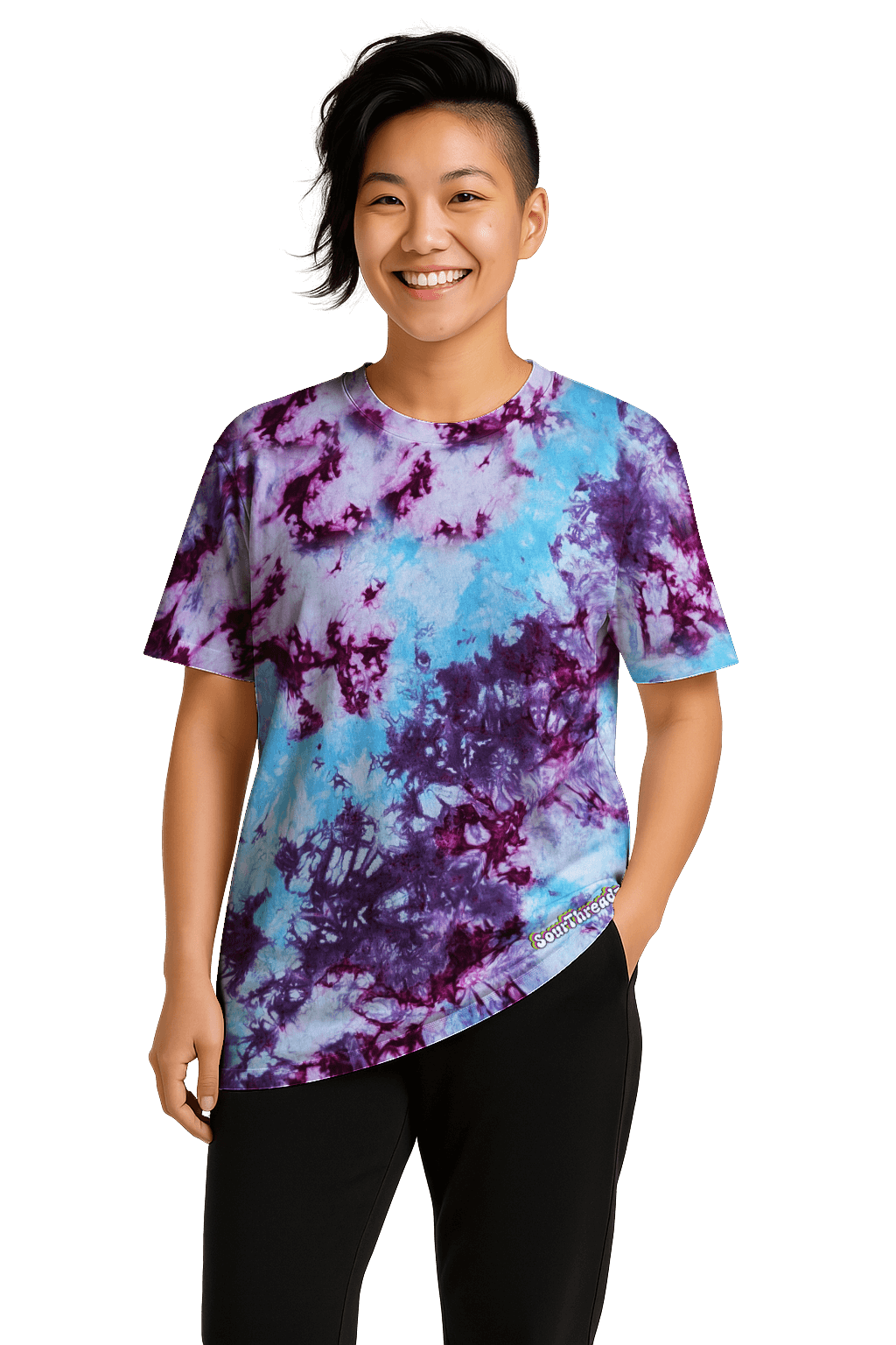 Tie-Dye Women’s Relaxed T-Shirt - Blue Magenta Purple - Festival Ready - SourThreadz