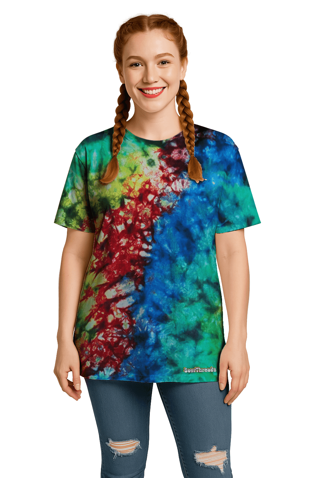 Tie-Dye Women’s Relaxed T-Shirt - Toxic Rainbow - Grunge Festival Style - SourThreadz