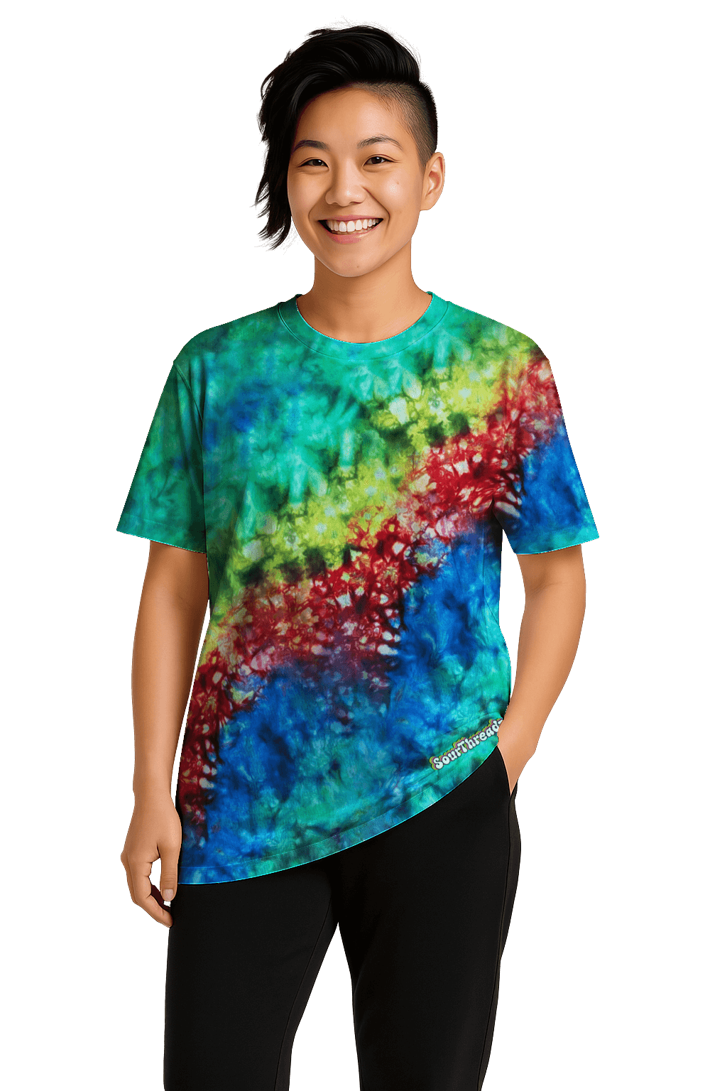 Tie-Dye Women’s Relaxed T-Shirt - Toxic Rainbow - Grunge Festival Style - SourThreadz