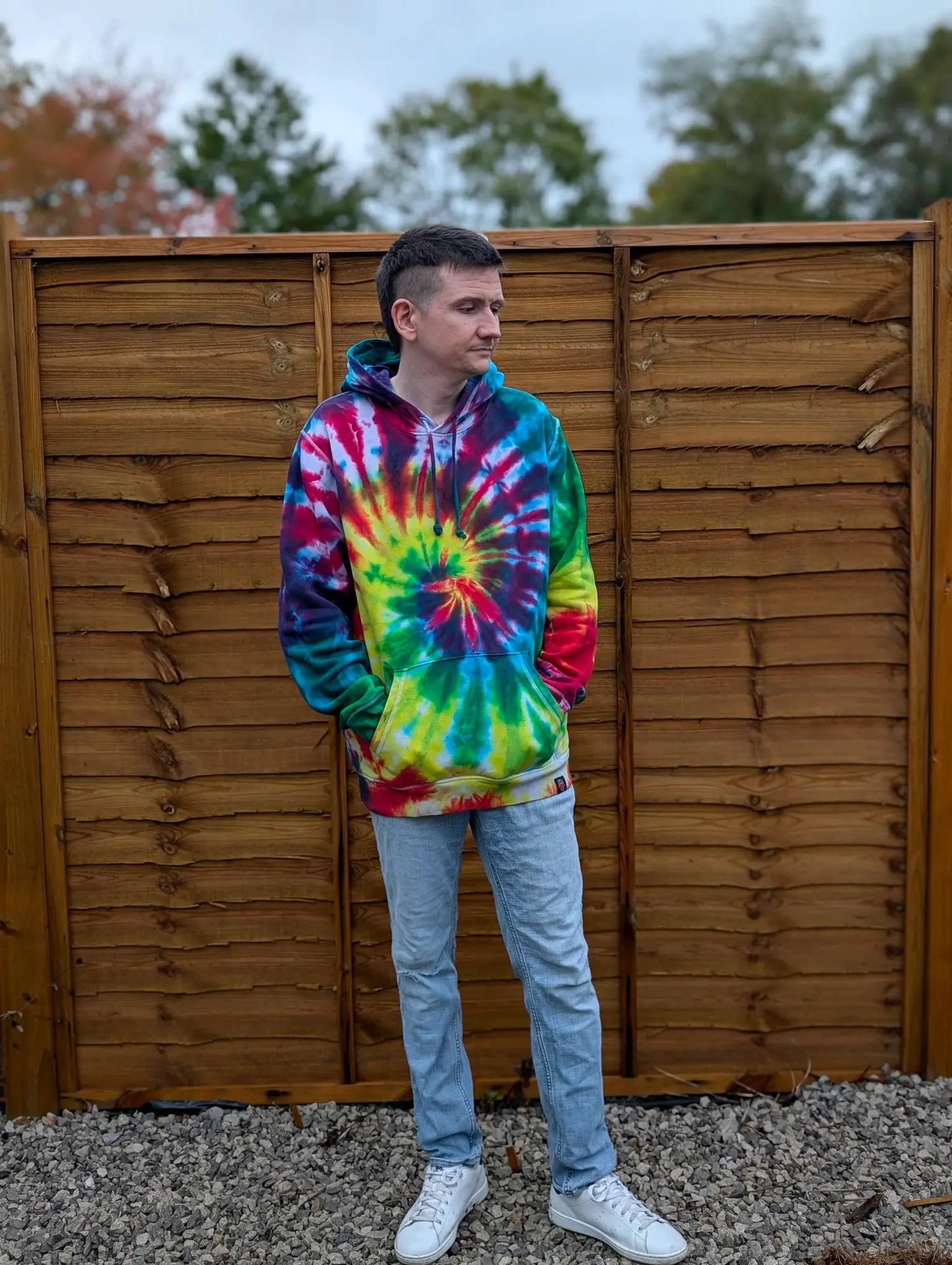 Dark Rainbow Organic Tie-Dye Hoodie/Sweatshirt | Handmade by SourThreadz