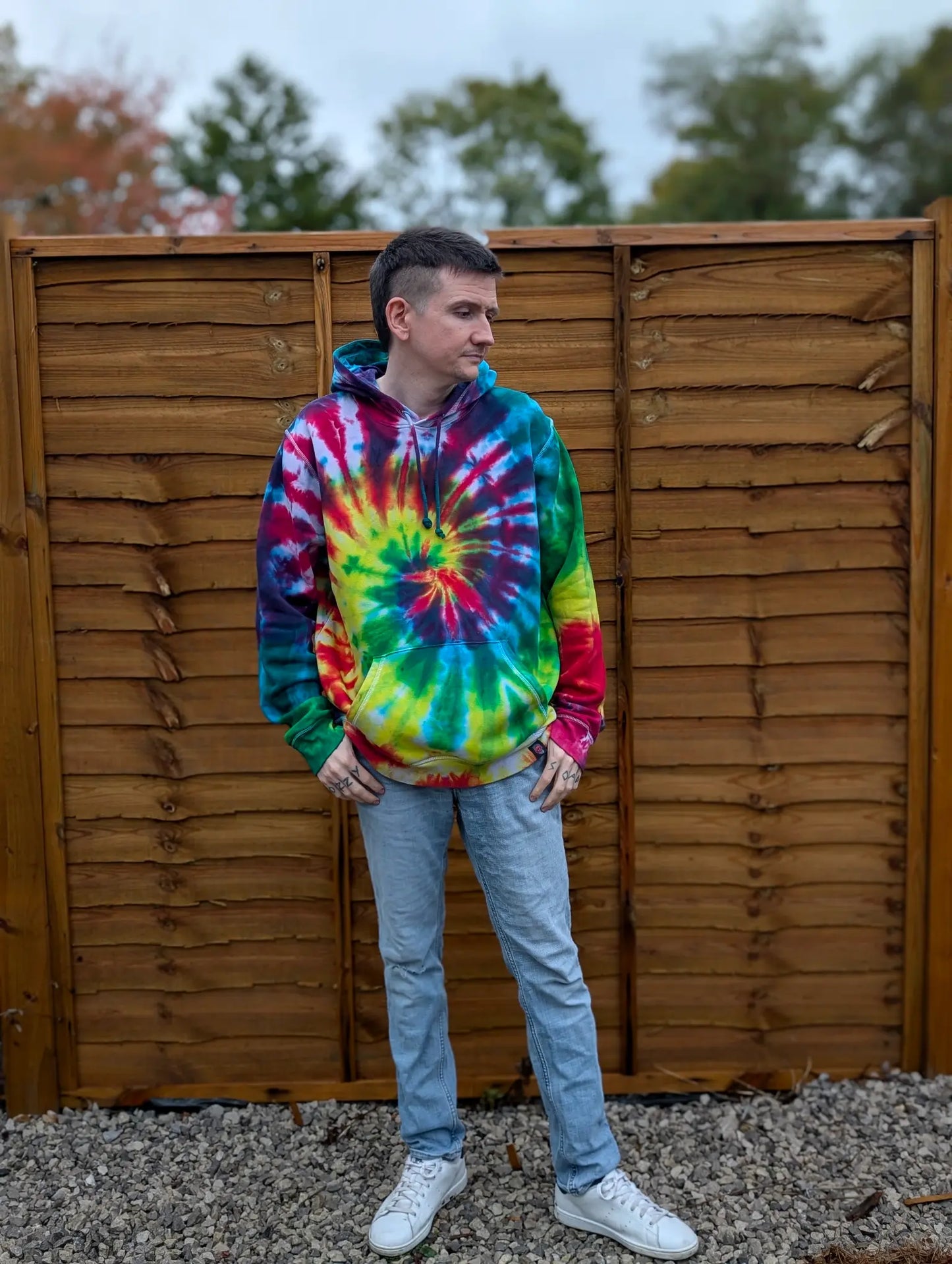 Dark Rainbow Organic Tie-Dye Hoodie/Sweatshirt | Handmade by SourThreadz