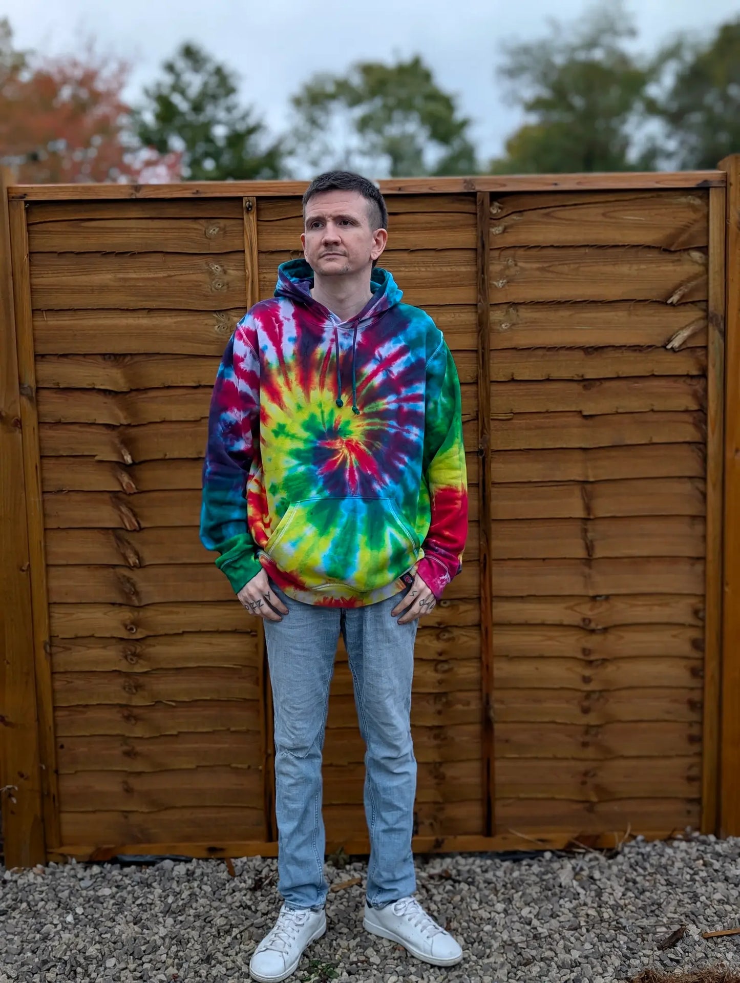 Dark Rainbow Organic Tie-Dye Hoodie/Sweatshirt | Handmade by SourThreadz