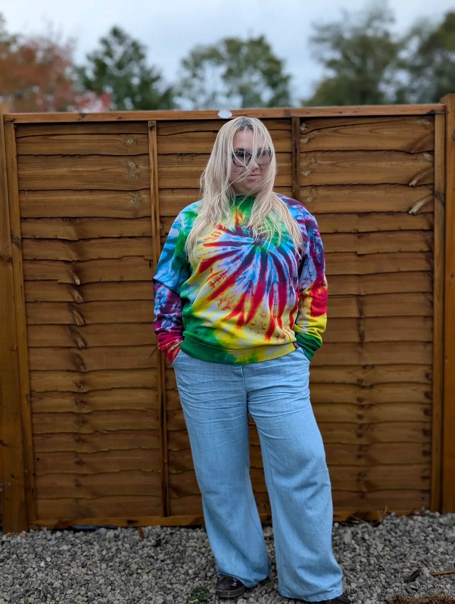 Dark Rainbow Organic Tie-Dye Hoodie/Sweatshirt | Handmade by SourThreadz