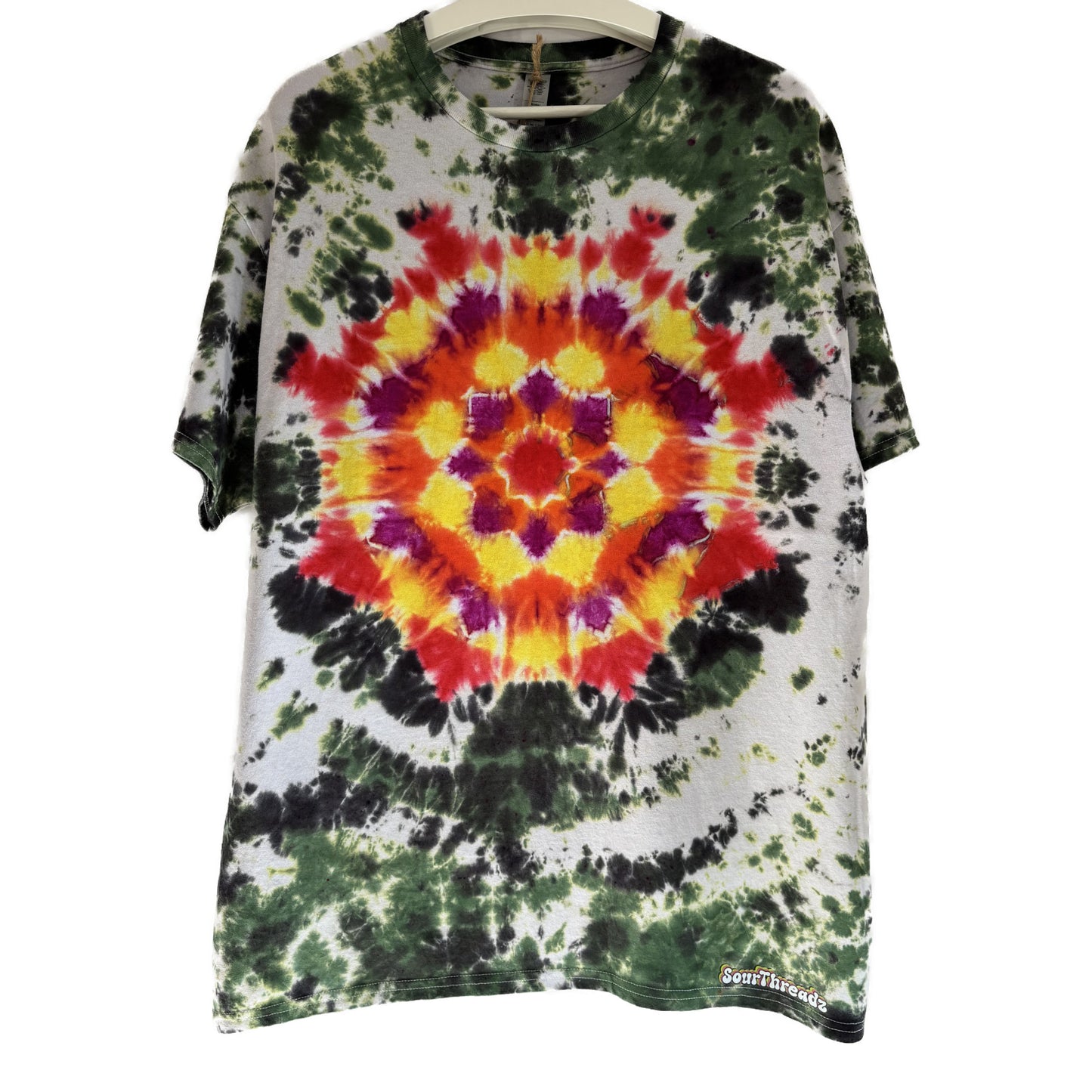 Men's Unisex Extra Large Tie-Dye T-shirt #026 - Lotus Pulse Mandala