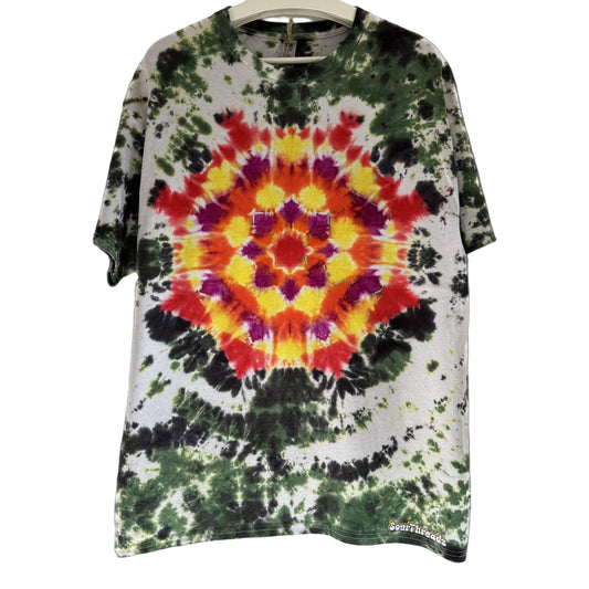 Lotus Pulse Mandala Tie-Dye T-shirt #026 Men's Unisex XL Heavy Cotton