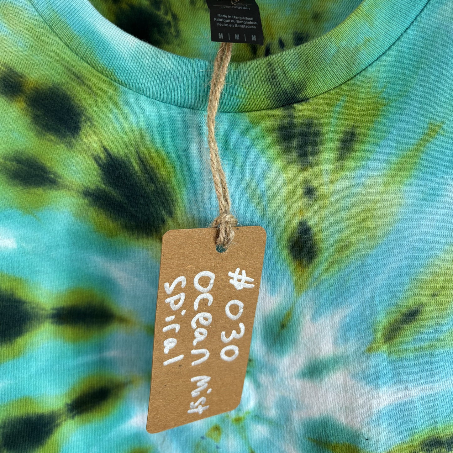 Ocean Mist Ice Spiral Tie-Dye T-shirt #030 Men's Unisex Medium Soft Cotton