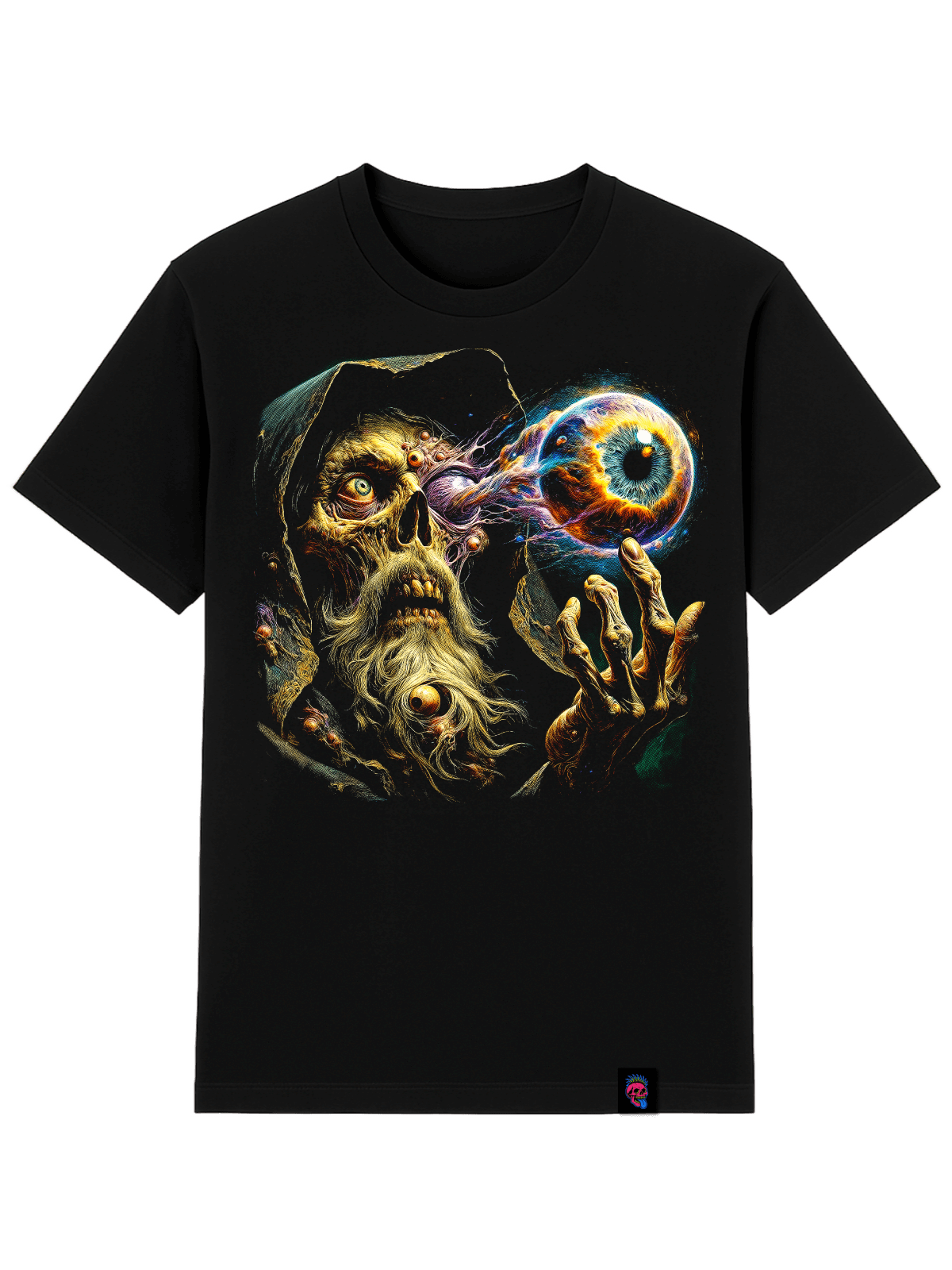 All Seeing Zombie Wizard Graphic Tee - Softfeel Heavyweight Organic Cotton - SourThreadz Premium Drop