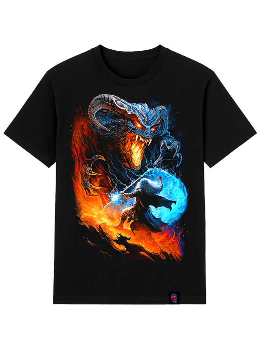 Demon Wizard Fantasy Graphic Tee - Softfeel Heavyweight Organic Cotton - SourThreadz Premium Drop