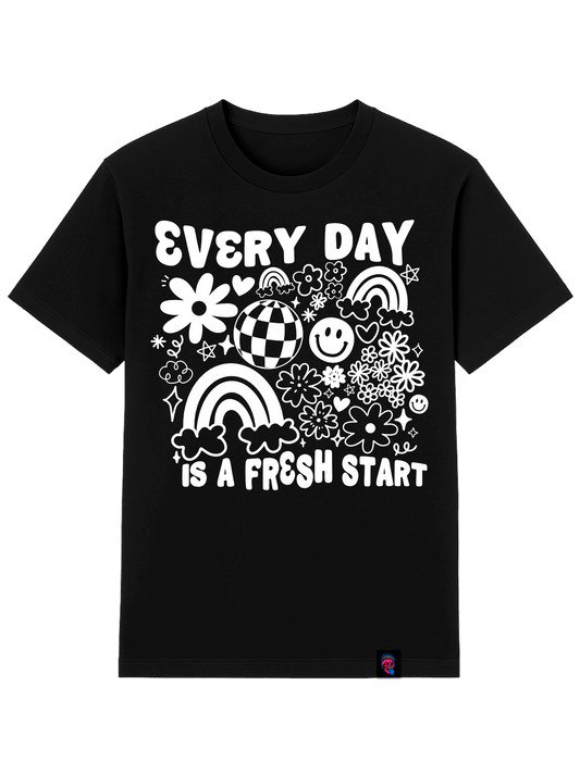 Fresh Start Everyday Graphic Tee White - Softfeel Heavyweight Organic Cotton - SourThreadz Premium Drop