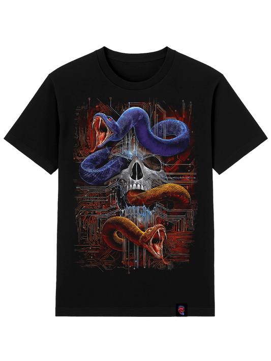 Gaming Skull Snake Graphic Tee - Softfeel Heavyweight Organic Cotton - SourThreadz Premium Drop