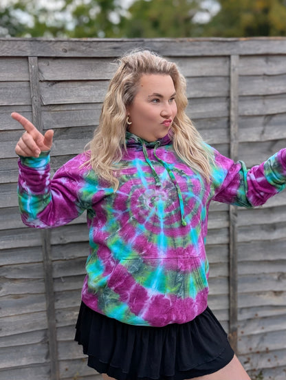 UK Handmade Tie-Dye Hoodie - Galactic Dragon Spiral - SourThreadz