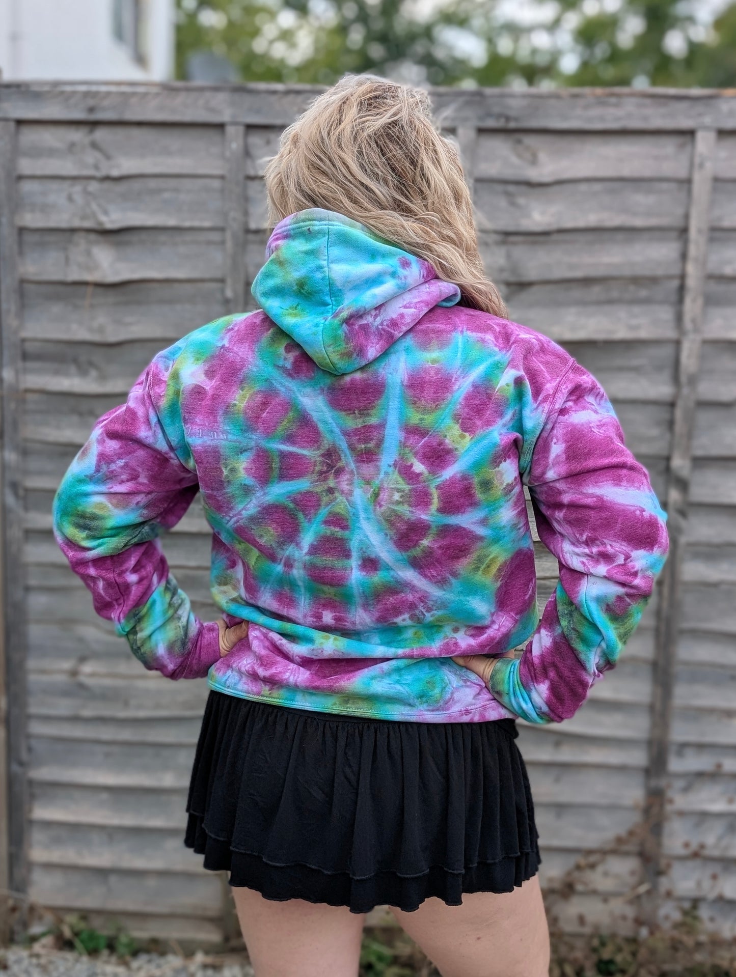 UK Handmade Tie-Dye Hoodie - Galactic Dragon Spiral - SourThreadz