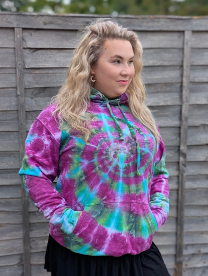 UK Handmade Tie-Dye Hoodie - Galactic Dragon Spiral - SourThreadz