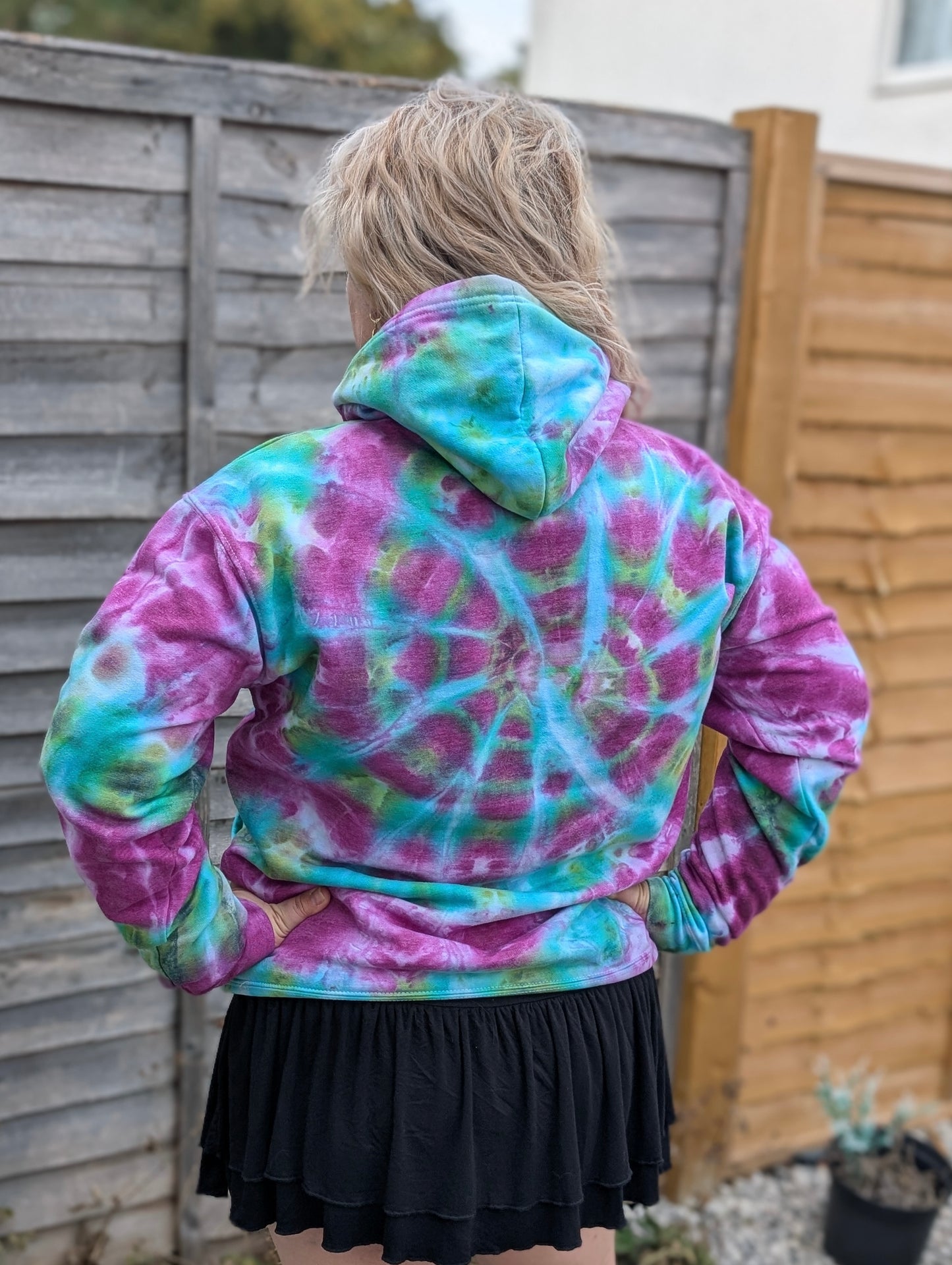 UK Handmade Tie-Dye Hoodie - Galactic Dragon Spiral - SourThreadz