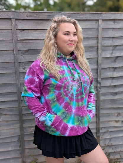 UK Handmade Tie-Dye Hoodie - Galactic Dragon Spiral - SourThreadz