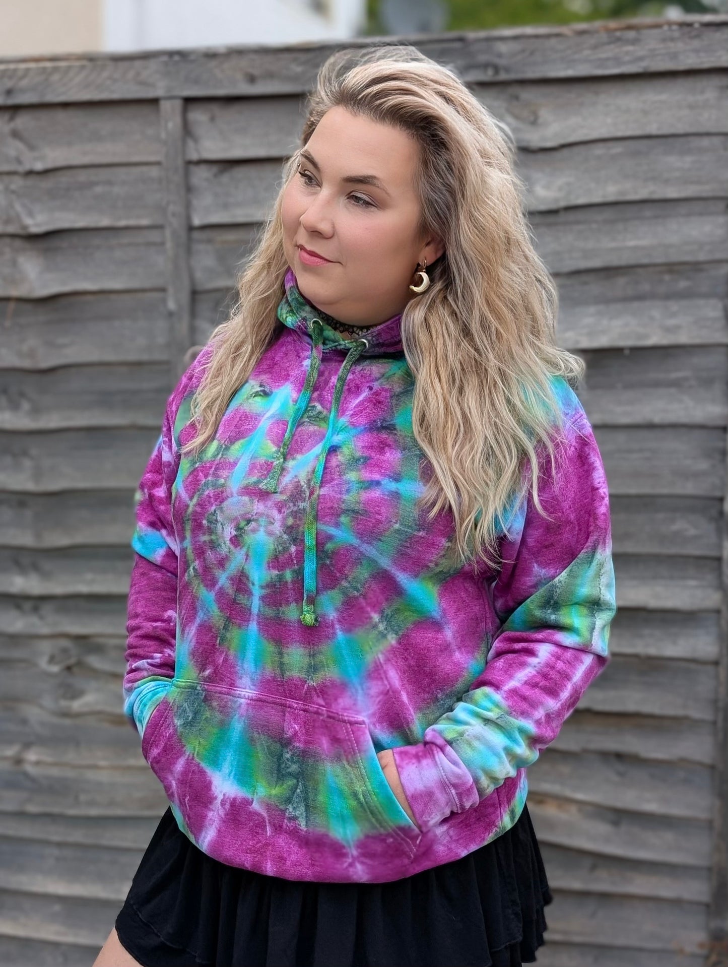UK Handmade Tie-Dye Hoodie - Galactic Dragon Spiral - SourThreadz