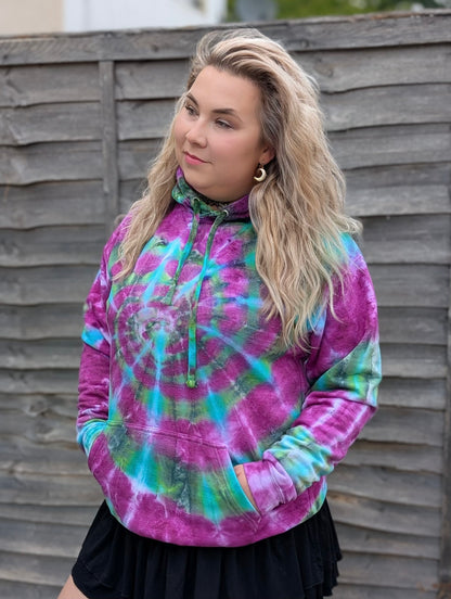 UK Handmade Tie-Dye Hoodie - Galactic Dragon Spiral - SourThreadz