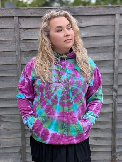 UK Handmade Tie-Dye Hoodie - Galactic Dragon Spiral - SourThreadz