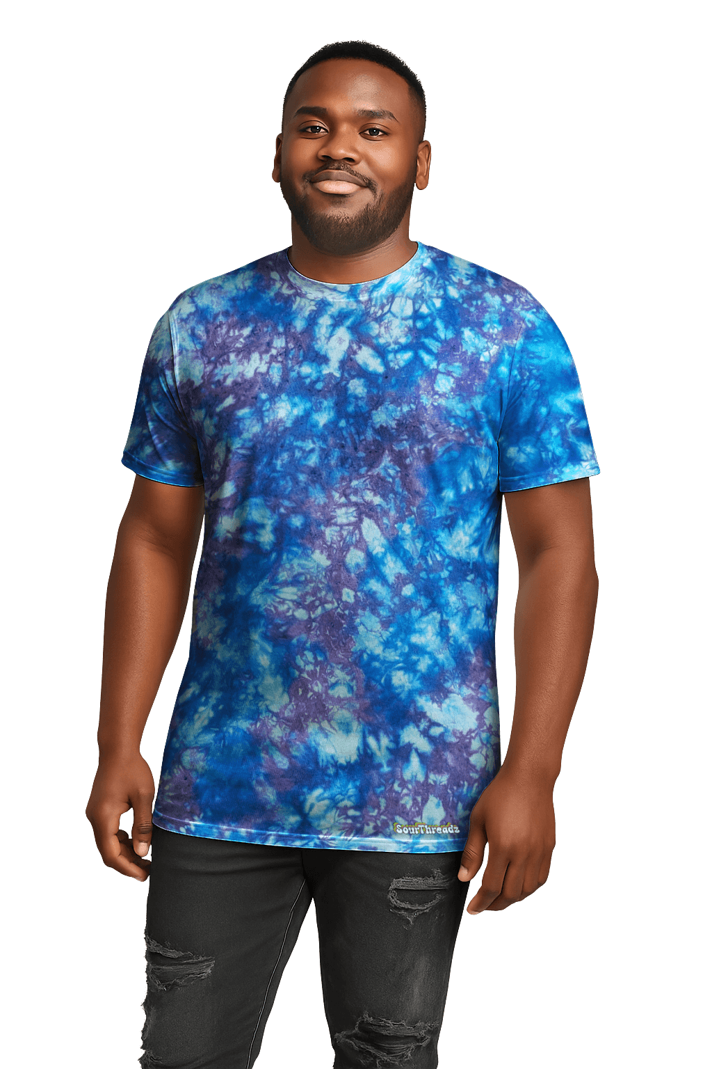 Tie-Dye Men's T-Shirt - Blue Lavender - Soft Edge Cool - SourThreadz