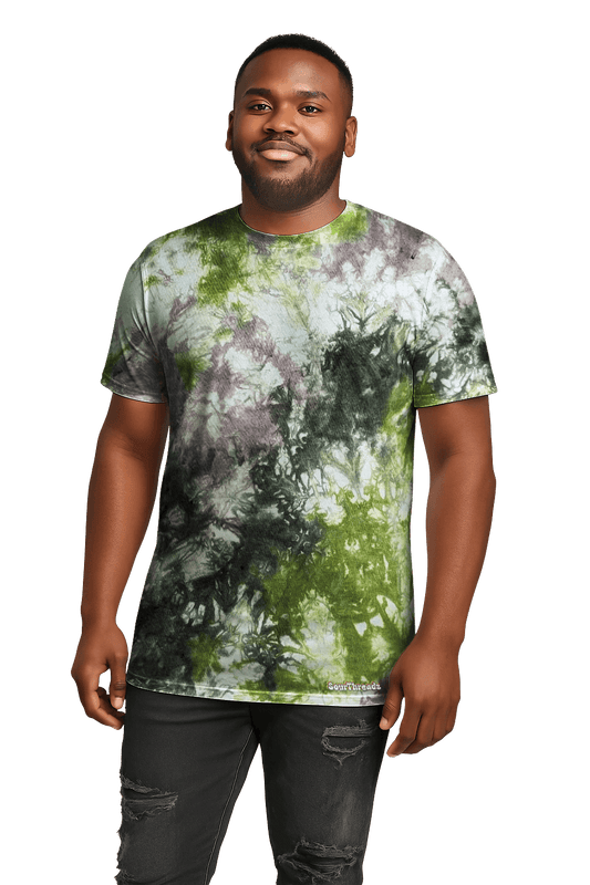 Tie-Dye Men’s T-Shirt - Green Brown Camo - Earth Tones - SourThreadz