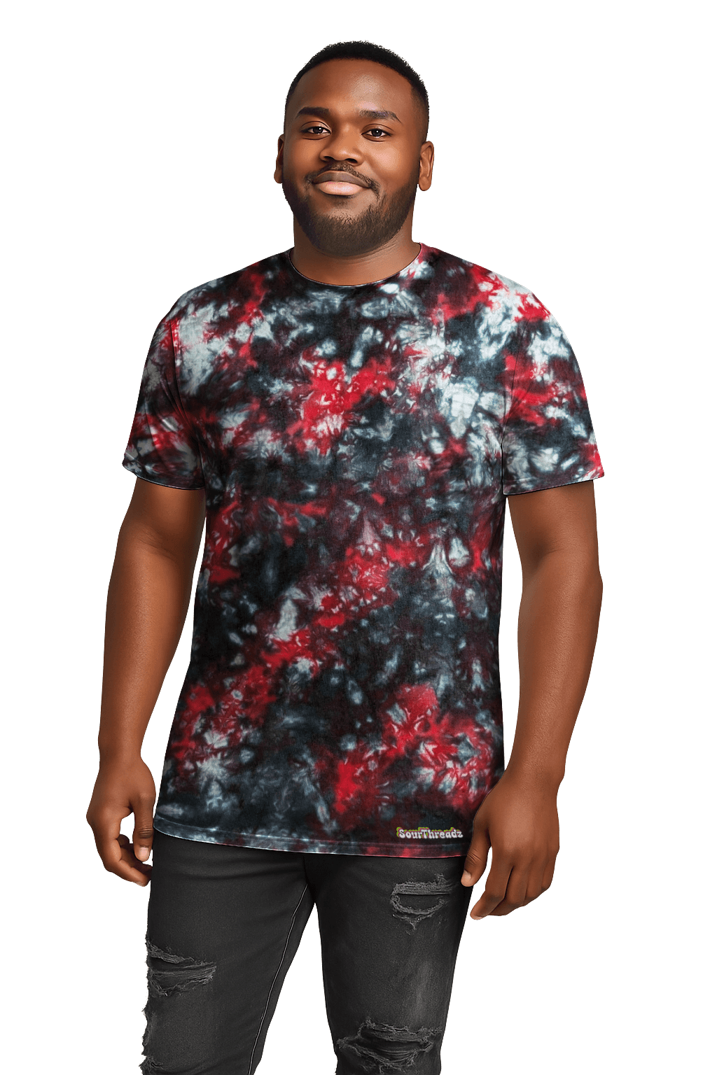 Tie-Dye Men’s T-Shirt - Red Black Camo - Bold Contrast - SourThreadz