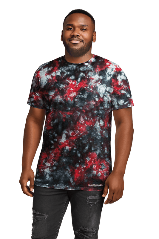 Tie-Dye Men’s T-Shirt - Red Black Camo - Bold Contrast - SourThreadz