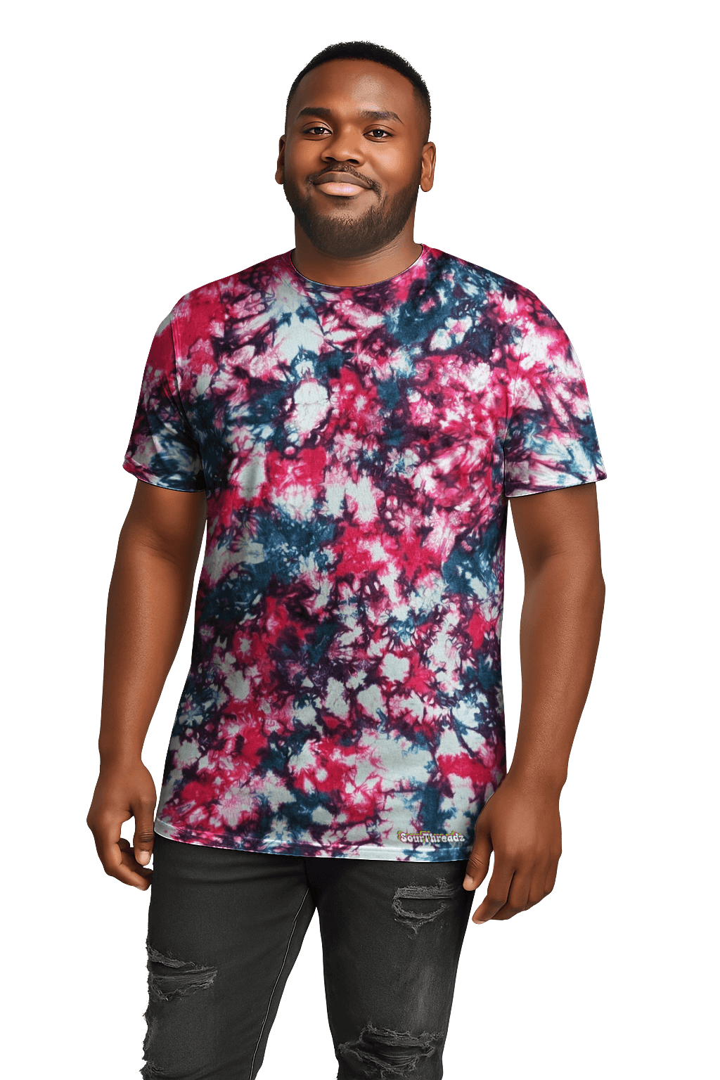 Tie-Dye Men’s T-Shirt - Teal Hibiscus Camo - Streetwear Look - SourThreadz