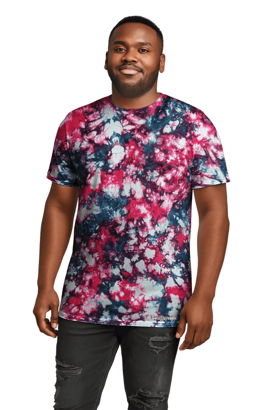 Tie-Dye Men’s T-Shirt - Teal Hibiscus Camo - Streetwear Look - SourThreadz