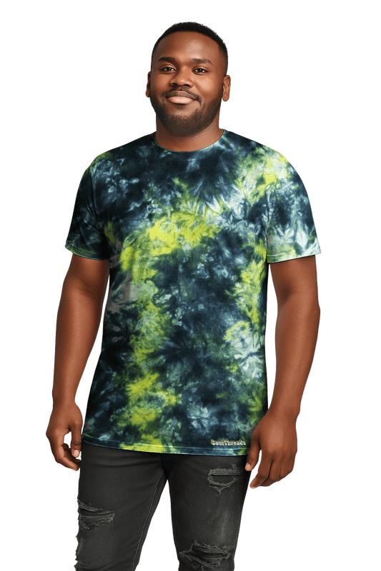 Tie-Dye Men’s T-Shirt - Black Yellow Camo - Bold Grunge Look - SourThreadz