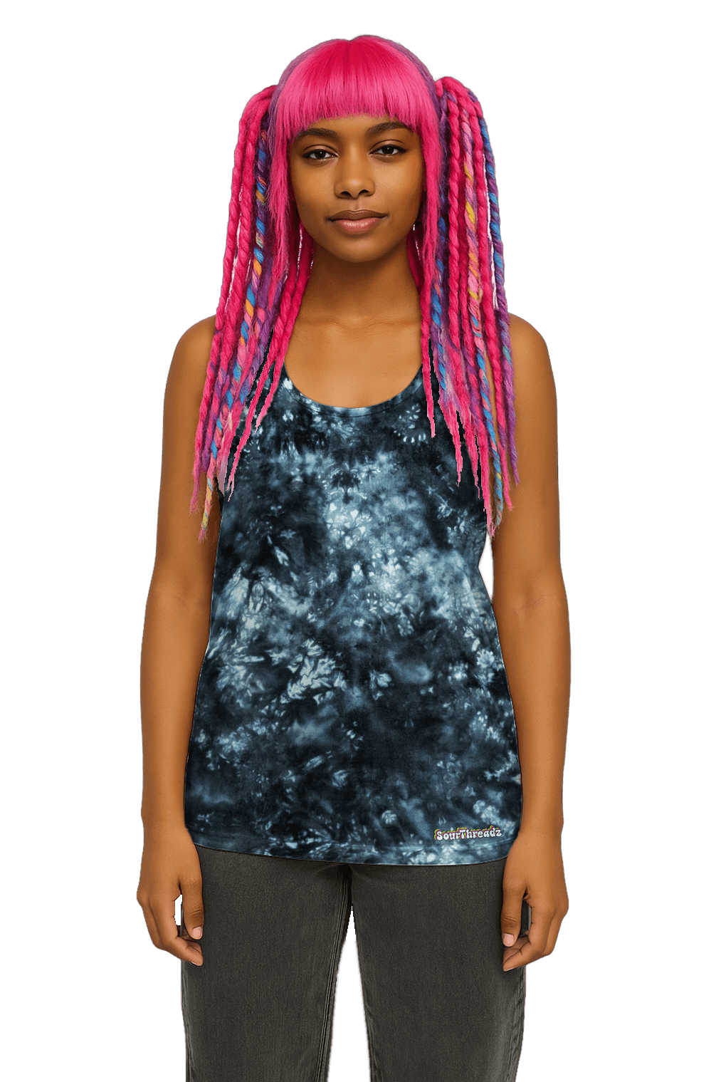 Organic Tie-Dye Women's Tank Top - Black Void - Dark Aesthetic - SourThreadz