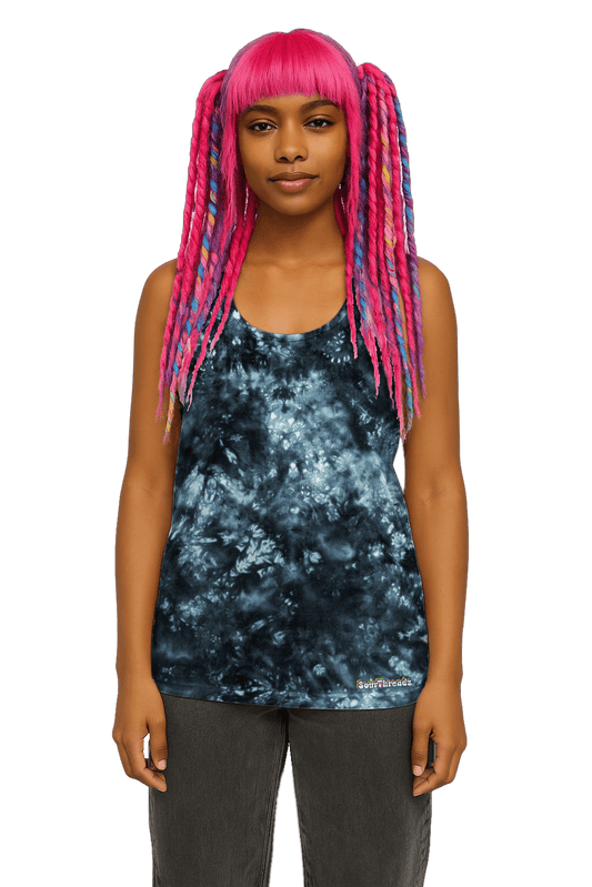 Organic Tie-Dye Women's Tank Top - Black Void - Dark Aesthetic - SourThreadz