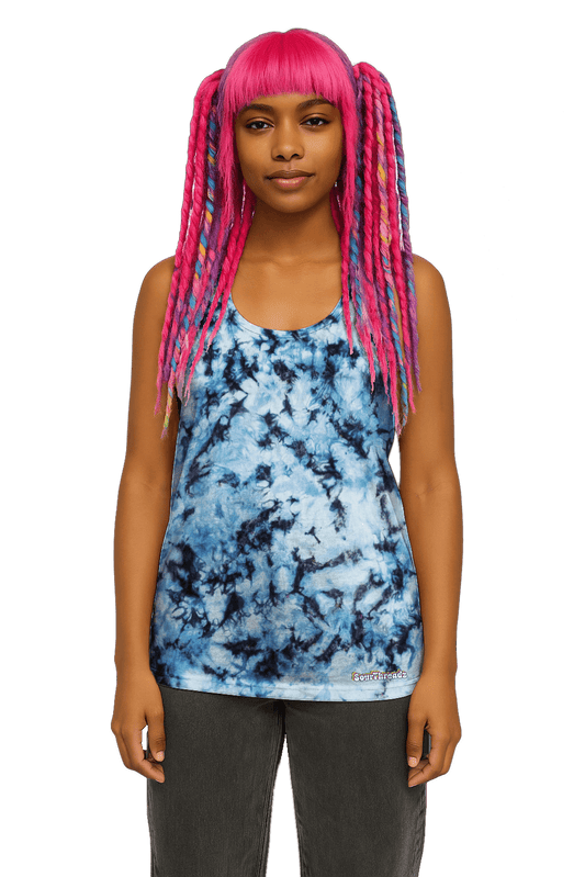 Organic Tie-Dye Women's Tank Top - Blue Camo - Urban Style - SourThreadz