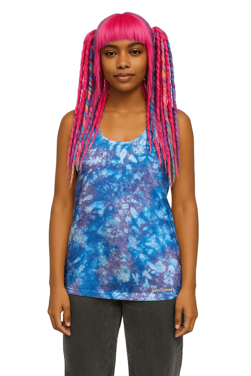 Organic Tie-Dye Women's Tank Top - Blue Lavender - Soft Edge Cool - SourThreadz