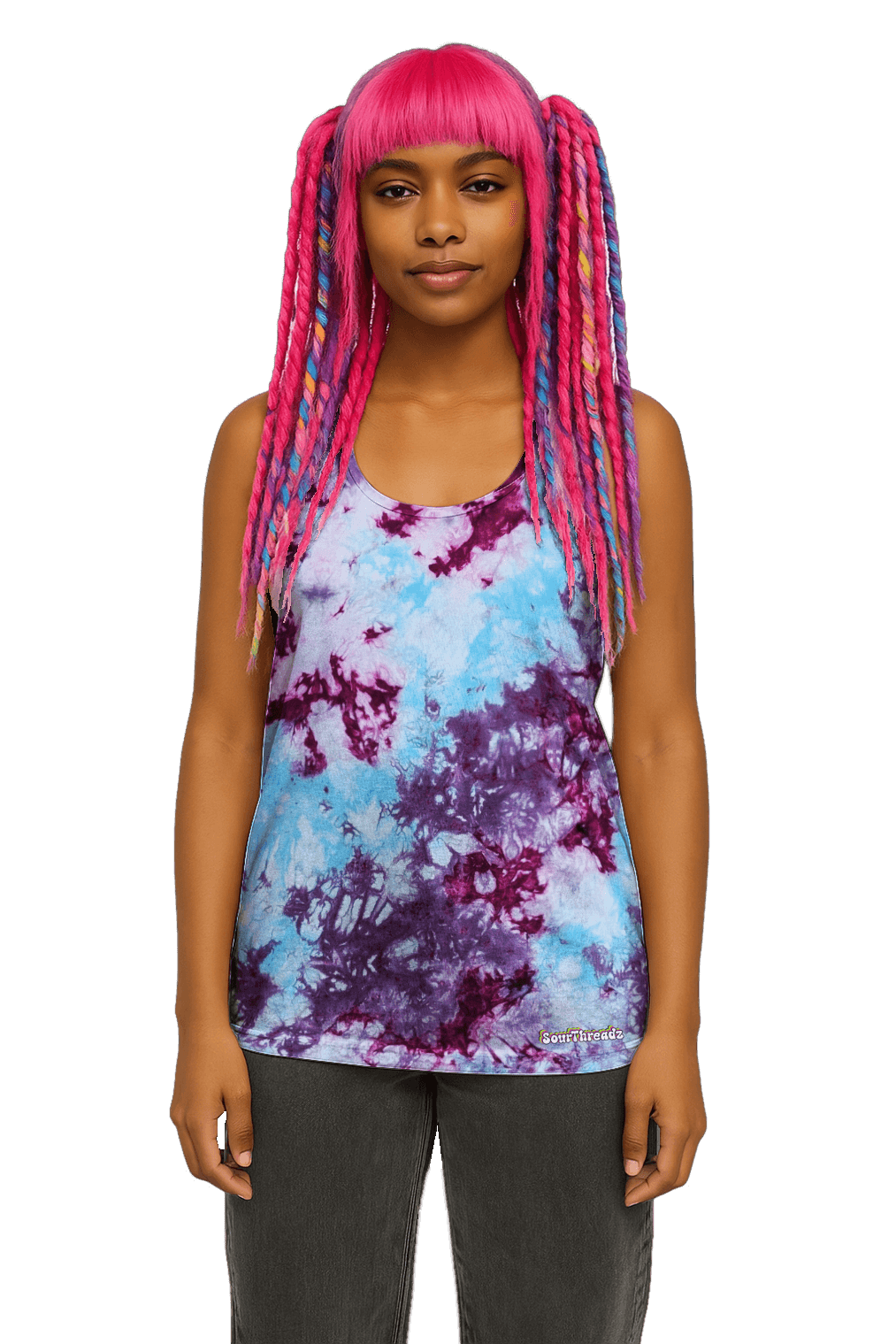 Organic Tie-Dye Women's Tank Top - Blue Magenta Purple - Festival Ready - SourThreadz