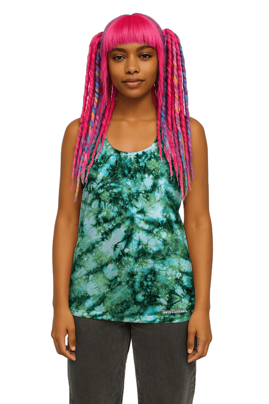 Organic Tie-Dye Women's Tank Top - Green Camo - Alternative Inspired - SourThreadz