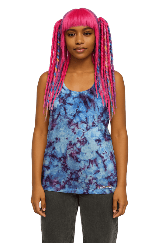 Organic Tie-Dye Women's Tank Top - Purple Rain - Bold Dreamscape - SourThreadz