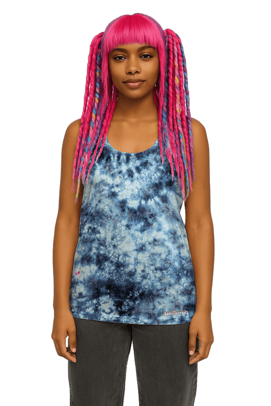Organic Tie-Dye Women's Tank Top - Snow Maiden - Artistic Minimalist - SourThreadz