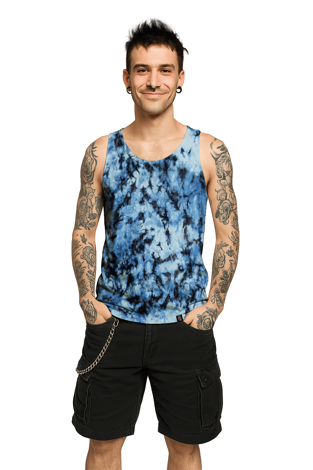 Organic Tie-Dye Tank Top - Blue Camo - Urban Style - SourThreadz