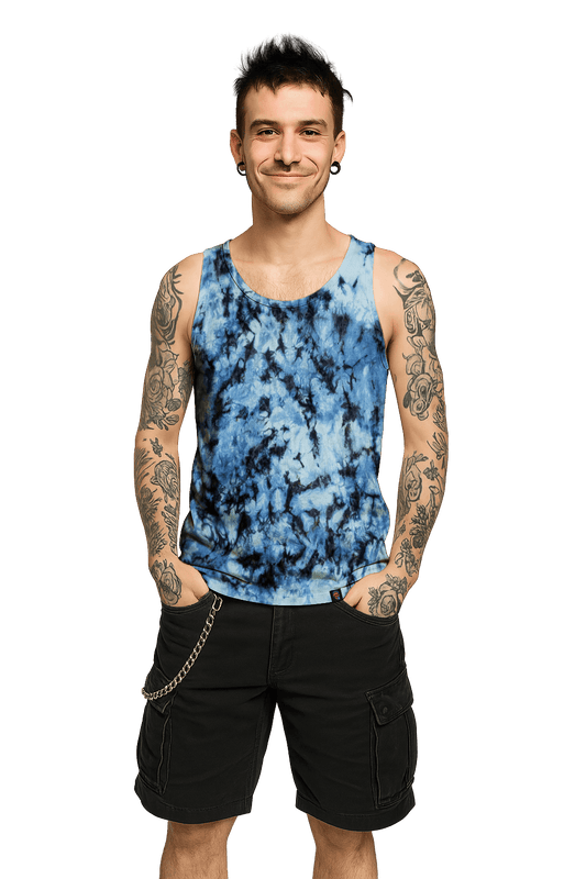 Organic Tie-Dye Tank Top - Blue Camo - Urban Style - SourThreadz